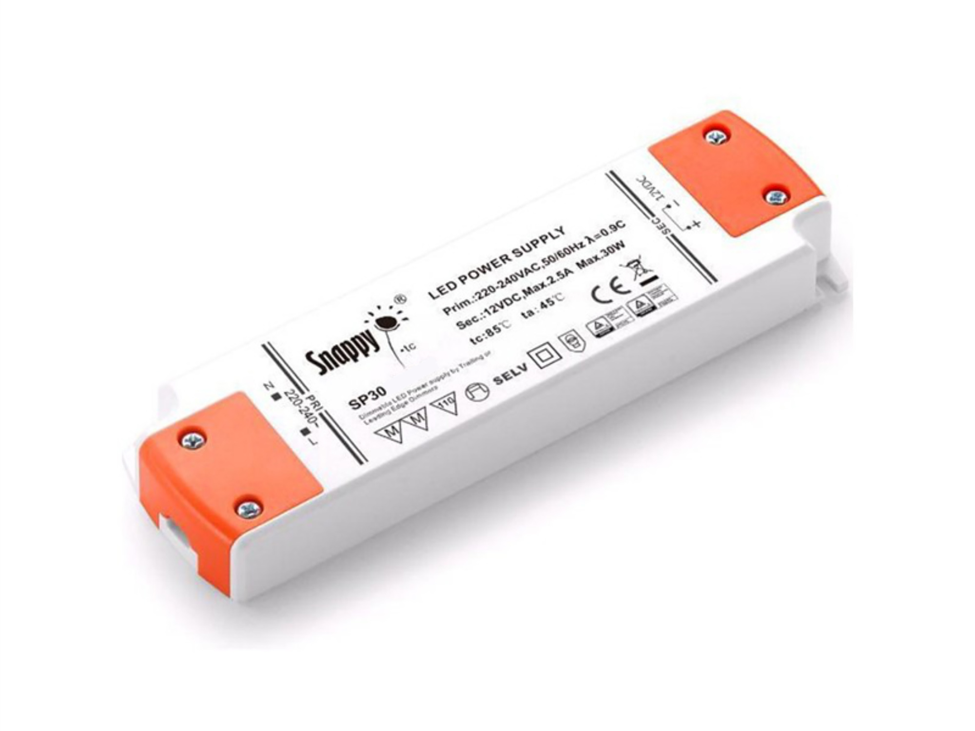 SP30-24VFT  30W Constant Voltage Triac-Dimmable LED Driver 24VDC  0.25- 1.25A  IP20.